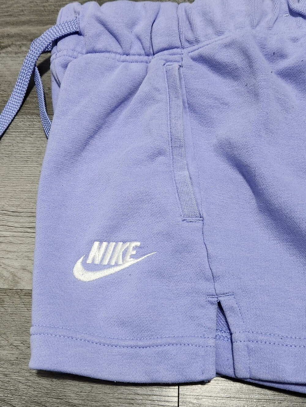 Nike Big Kids Girls French Terry Shorts Purple White Embroidered Swoosh Size M - Picture 8 of 11